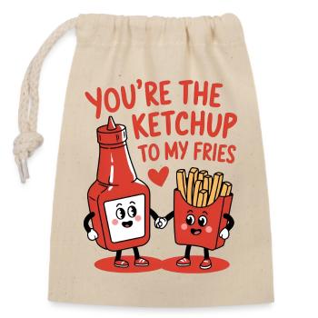 Tu es le ketchup à mes frites - Sac cadeau en coton avec cordon (14 x 20 cm) - nature - Devant