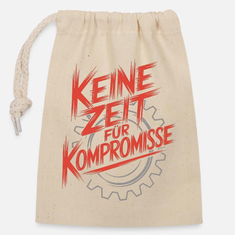 No time for compromise red - Closable cotton gift bag (14x20cm) - nature