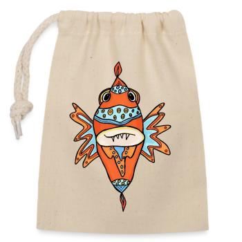 Havald the Fish - Closable cotton gift bag (14x20cm) - nature - Front