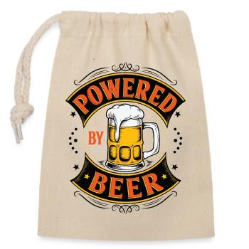 Energized Beer Glass Design - Closable cotton gift bag (14x20cm) - nature - Front