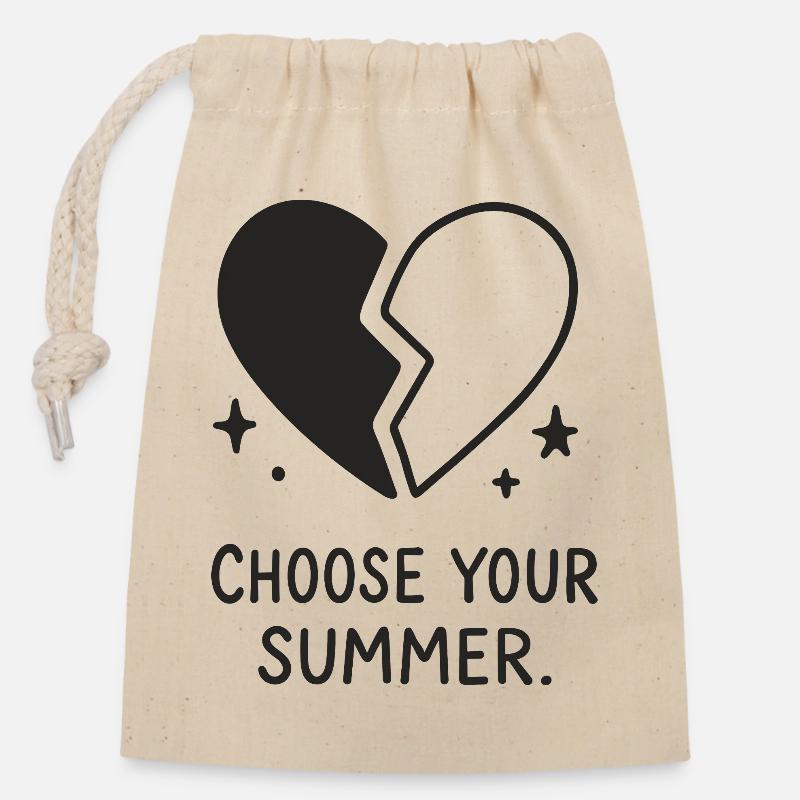 Choose Your Summer – Broken Heart - Verschließbarer Geschenkbeutel aus Baumwolle (14x20cm) - Natur