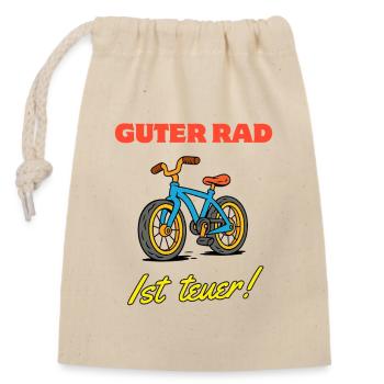 Good bike is expensive bicycle saying - Closable cotton gift bag (14x20cm) - nature - Front