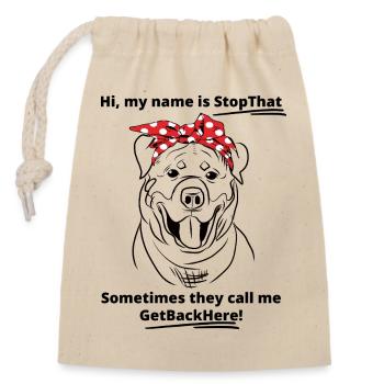 Lustige Rottweiler Skizze Linie Kunst Design Bandana - Verschließbarer Geschenkbeutel aus Baumwolle (14x20cm) - Natur - Vorne