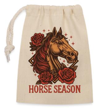 Cheval Saison Roses - Sac cadeau en coton avec cordon (14 x 20 cm) - nature - Devant