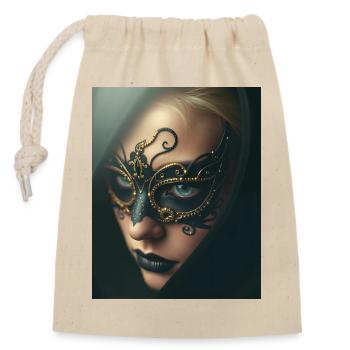 Gold Maskierte Verzauberungsfrau Schwarz -GBC - Verschließbarer Geschenkbeutel aus Baumwolle (14x20cm) - Natur - Vorne