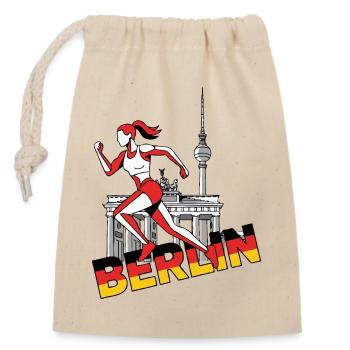 Berliner Sprint-Läuferin - Verschließbarer Geschenkbeutel aus Baumwolle (14x20cm) - Natur - Vorne