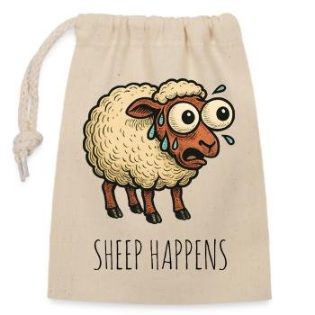 Les moutons arrivent, la merde arrive - Sac cadeau en coton avec cordon (14 x 20 cm) - nature - Devant
