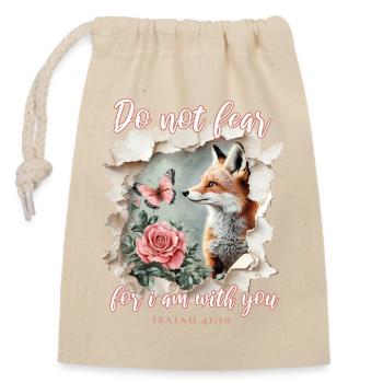 Bible Verse Christian Fox - Closable cotton gift bag (14x20cm) - nature - Front