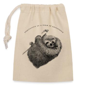 Faultier_Sloth - Verschließbarer Geschenkbeutel aus Baumwolle (14x20cm) - Natur - Vorne