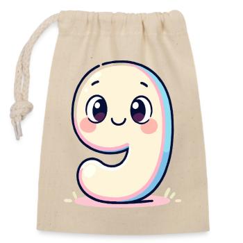 Number 9 Smiling Pastel - Closable cotton gift bag (14x20cm) - nature - Front