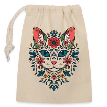 Portrait du chat fleur - Sac cadeau en coton avec cordon (14 x 20 cm) - nature - Devant