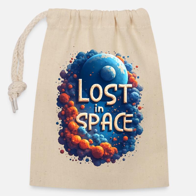 Lost in space - Closable cotton gift bag (14x20cm) - nature