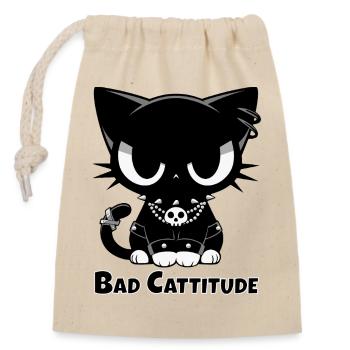 Bad Cattitude Goth Cat with Attitude - Closable cotton gift bag (14x20cm) - nature - Front