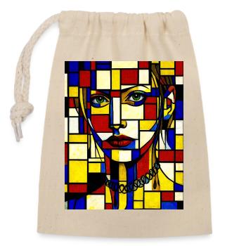 Stained glass portrait mosaic - Closable cotton gift bag (14x20cm) - nature - Front