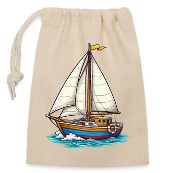 Sailboat Nautical Illustration - Closable cotton gift bag (14x20cm) - nature - Front
