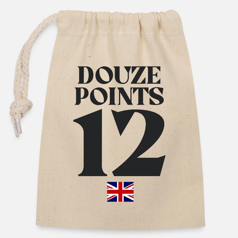 Douze Points Eurovision - Verschließbarer Geschenkbeutel aus Baumwolle (14x20cm) - Natur