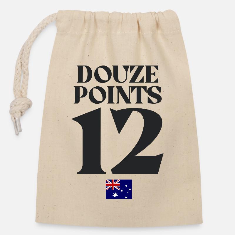 Douze Points Australie Eurovision - Sac cadeau en coton avec cordon (14 x 20 cm) - nature