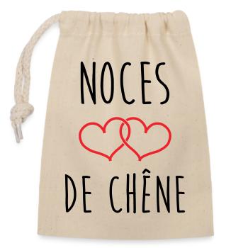 noces de Chêne 80 ans de mariage - Sac cadeau en coton avec cordon (14 x 20 cm) - nature - Devant