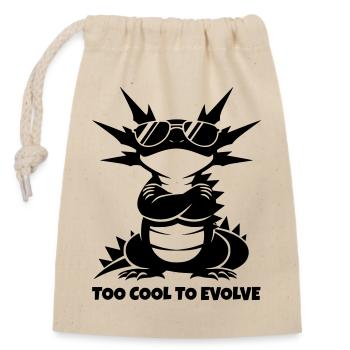 Axolotl Too Cool To Evolve Lustiges Motiv - Verschließbarer Geschenkbeutel aus Baumwolle (14x20cm) - Natur - Vorne
