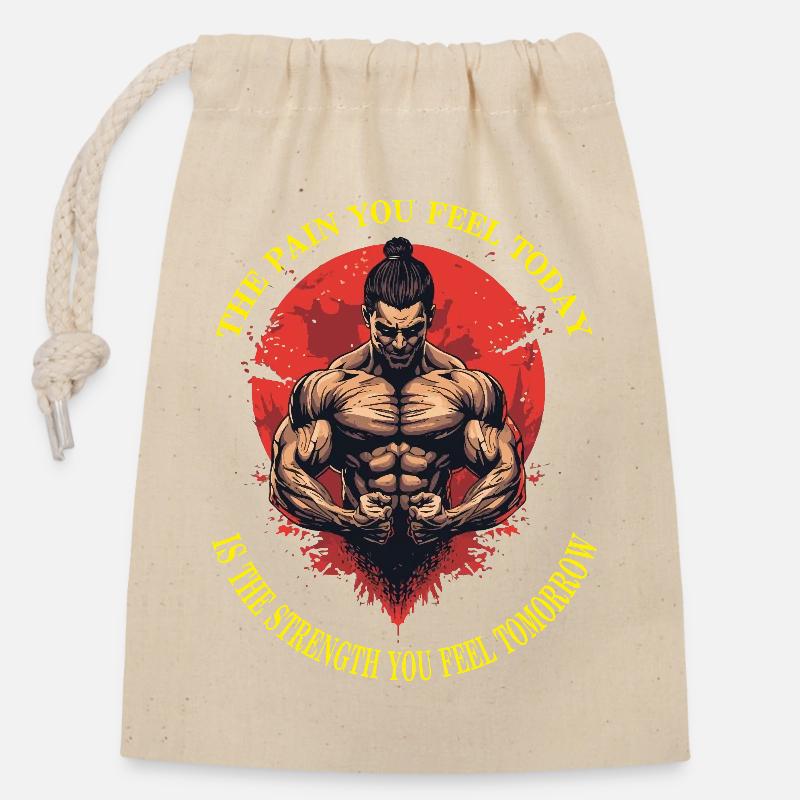 Pain-Strength - Closable cotton gift bag (14x20cm) - nature