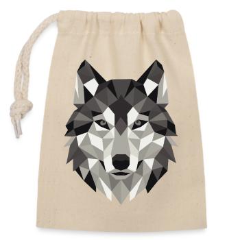 Wolfskopf Lowpoly Geometrie - Verschließbarer Geschenkbeutel aus Baumwolle (14x20cm) - Natur - Vorne
