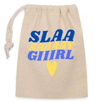 Slay Girl Retro Typographic Heart - Verschließbarer Geschenkbeutel aus Baumwolle (14x20cm) - Natur - Vorne