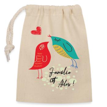 Familie ist Alles - Verschließbarer Geschenkbeutel aus Baumwolle (14x20cm) - Natur - Vorne