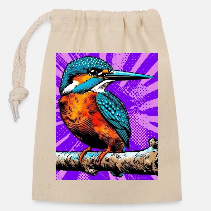 kingfisher - Closable cotton gift bag (14x20cm) - nature