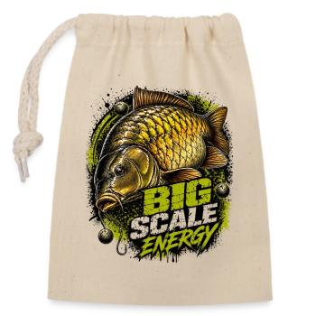 Big Scale Energy Carp Fishing Design - Closable cotton gift bag (14x20cm) - nature - Front