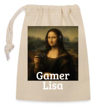 Jeu vidéo Lisa Leonardo Da Vinci Gamer Mona Lisa - Sac cadeau en coton avec cordon (14 x 20 cm) - nature - Devant