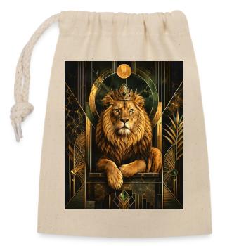 Lion avec couronne en or - Sac cadeau en coton avec cordon (14 x 20 cm) - nature - Devant