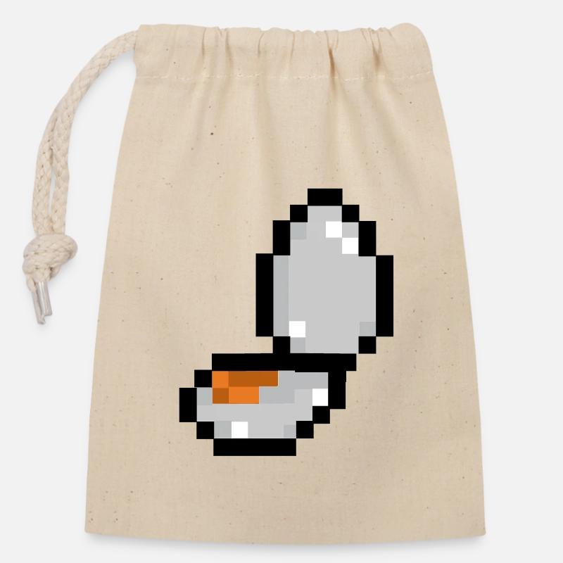 pixel egg - Closable cotton gift bag (14x20cm) - nature