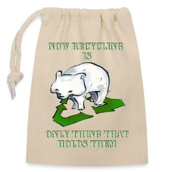 Polar bear ecology sign - Closable cotton gift bag (14x20cm) - nature - Front