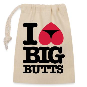 I_love_big_butts - Verschließbarer Geschenkbeutel aus Baumwolle (14x20cm) - Natur - Vorne