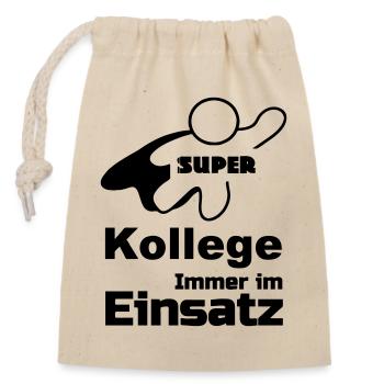Super Kollege Geschenk - Verschließbarer Geschenkbeutel aus Baumwolle (14x20cm) - Natur - Vorne