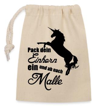 Einhorn Urlaub Mallorca Geschenk - Verschließbarer Geschenkbeutel aus Baumwolle (14x20cm) - Natur - Vorne