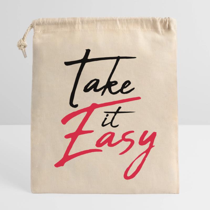 cool cool take it easy logo design text chill Closable cotton gift bag (14x20cm)