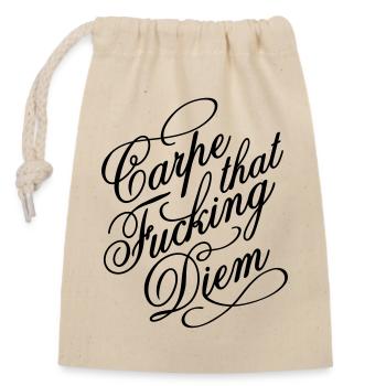 Carpe that fucking diem - Sac cadeau en coton avec cordon (14 x 20 cm) - nature - Devant
