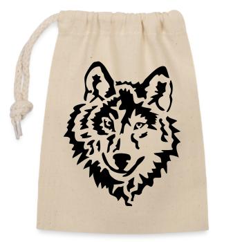 wolf raubtier natur - Verschließbarer Geschenkbeutel aus Baumwolle (14x20cm) - Natur - Vorne