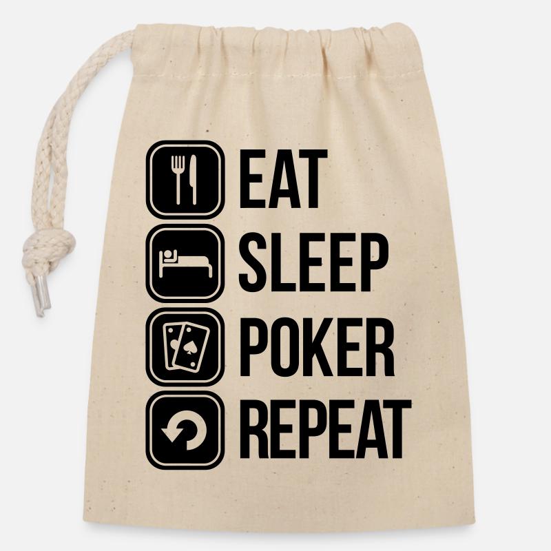 eat sleep poker repeat - Sac cadeau en coton avec cordon (14 x 20 cm) - nature
