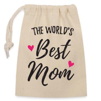 The World's Best Mom - Closable cotton gift bag (14x20cm) - nature - Front