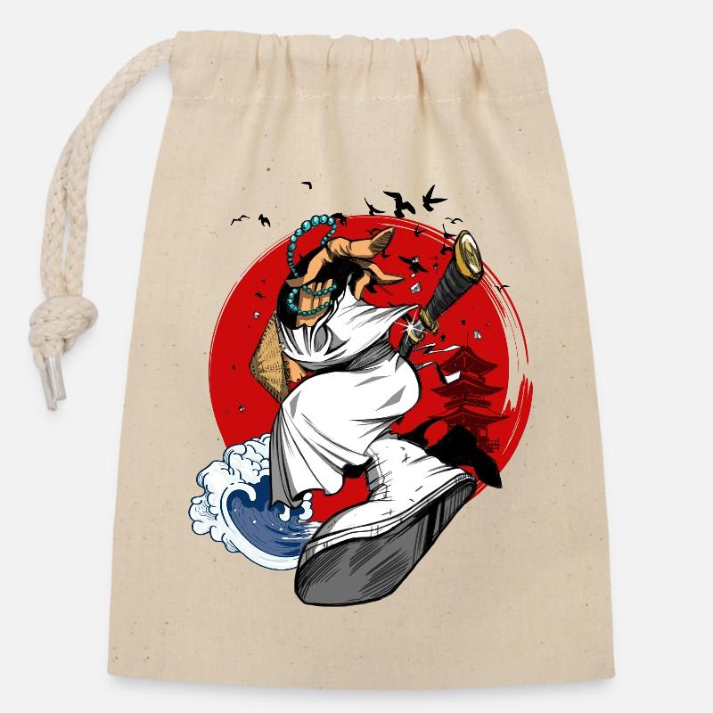 Hip-Hop Samurai - Closable cotton gift bag (14x20cm) - nature