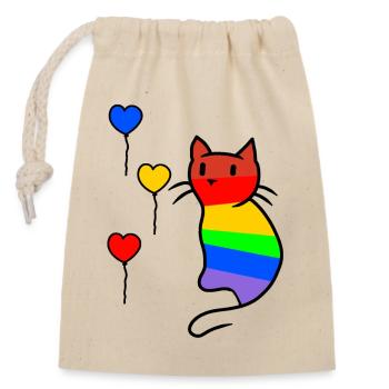 Cat Cats Kitten LGBT Rainbow Flag Love - Closable cotton gift bag (14x20cm) - nature - Front