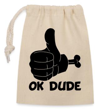 Ok mec ! (noir) - Sac cadeau en coton avec cordon (14 x 20 cm) - nature - Devant