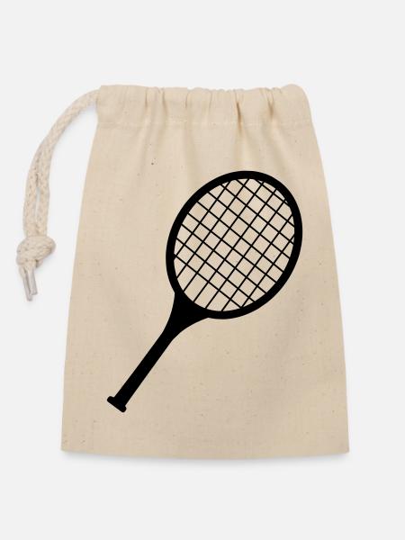 Badmintonschläger-Logo - Verschließbarer Geschenkbeutel aus Baumwolle (14x20cm) - Natur