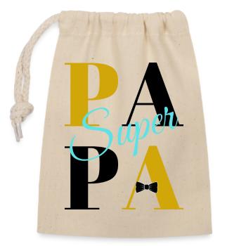 Super Papa - Verschließbarer Geschenkbeutel aus Baumwolle (14x20cm) - Natur - Vorne