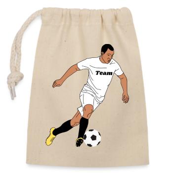 Team footballers in sprint - Closable cotton gift bag (14x20cm) - nature - Front