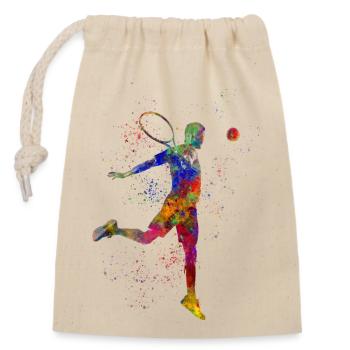 Joueur de tennis - Sac cadeau en coton avec cordon (14 x 20 cm) - nature - Devant