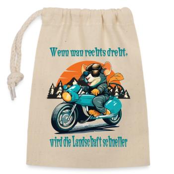 Motorrad Spruch - Wenn man rechts dreht - Verschließbarer Geschenkbeutel aus Baumwolle (14x20cm) - Natur - Vorne
