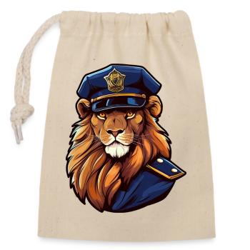 Lionne de la police - Sac cadeau en coton avec cordon (14 x 20 cm) - nature - Devant
